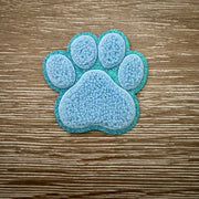 On A Whim Hats Light Blue Paw Chenille Iron-On Patch