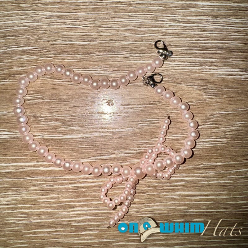 On A Whim Hats Light Pink Bow Hat Chain