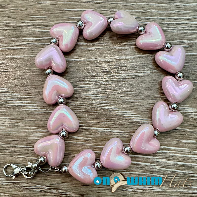 On A Whim Hats Light Pink Heart Hat Chain