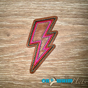 On A Whim Hats Lightening Bolt Leather Iron-On Patch