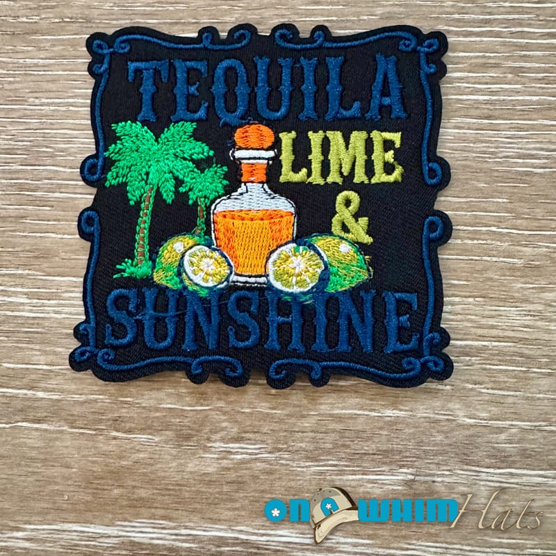 On A Whim Hats Lime and Sunshine - Navy Iron-On Patch