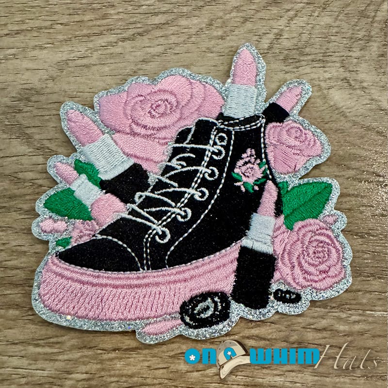 On A Whim Hats Lipstick Sneaker Iron-On Patch