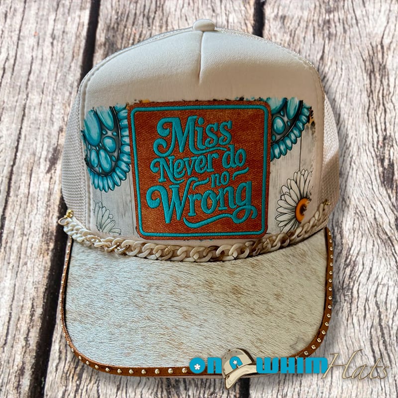 On A Whim Hats Little Miss Handmade Trucker Hat with Genuine Cowhide Brim