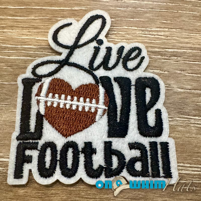 On A Whim Hats Live Love Football Embroidered Iron-On Patch