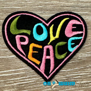 On A Whim Hats Love and Peace Iron-On Embroidered Patch