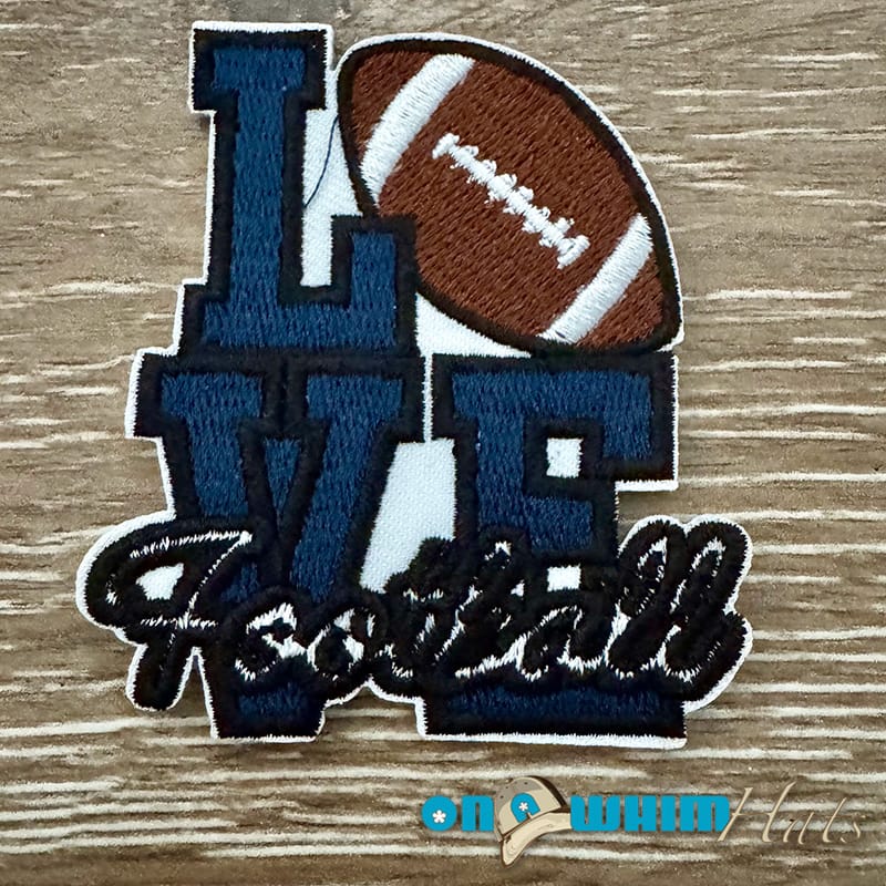 On A Whim Hats Love Football Navy Iron-On Patch