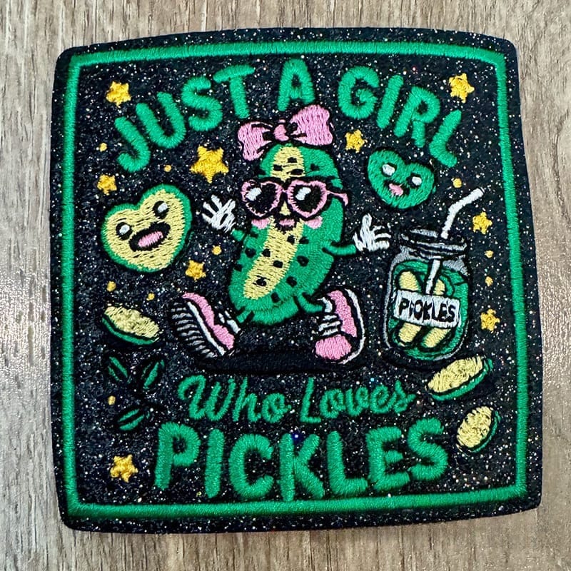 On A Whim Hats Love Pickles Embroidered Iron-On Patch