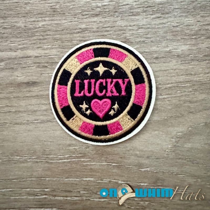 On A Whim Hats Lucky Poker Chip Iron-On Patch