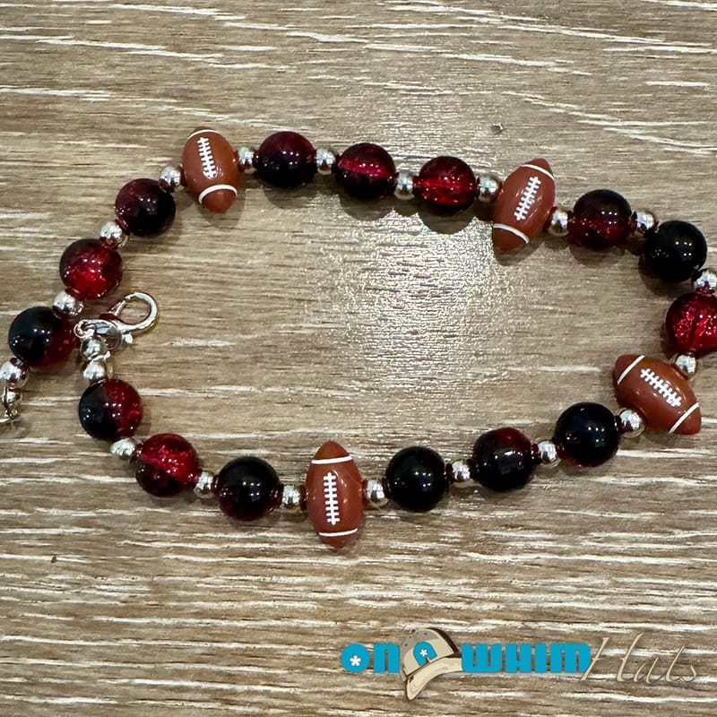 On A Whim Hats Maroon and Black Football Hat Chain