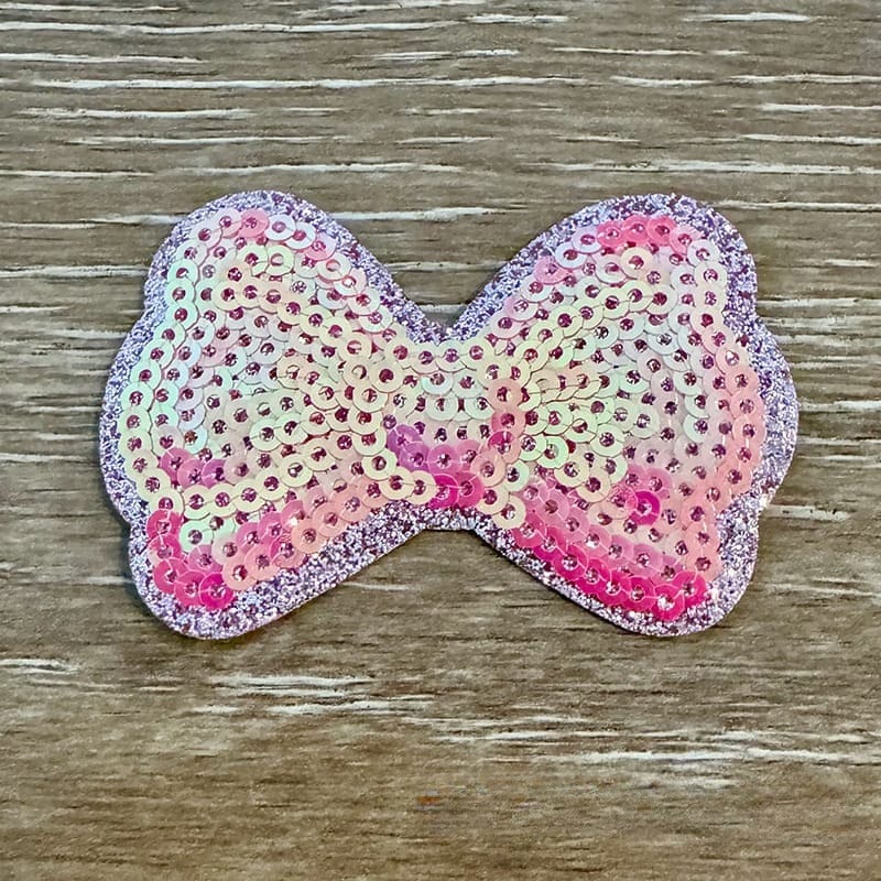 On A Whim Hats Mini Pink Sequin Bow Iron-On Patch