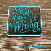 On A Whim Hats Miss Never Do Wrong Iron-On Patch