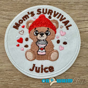 On A Whim Hats Mom's Survival Juice Iron-On Patch