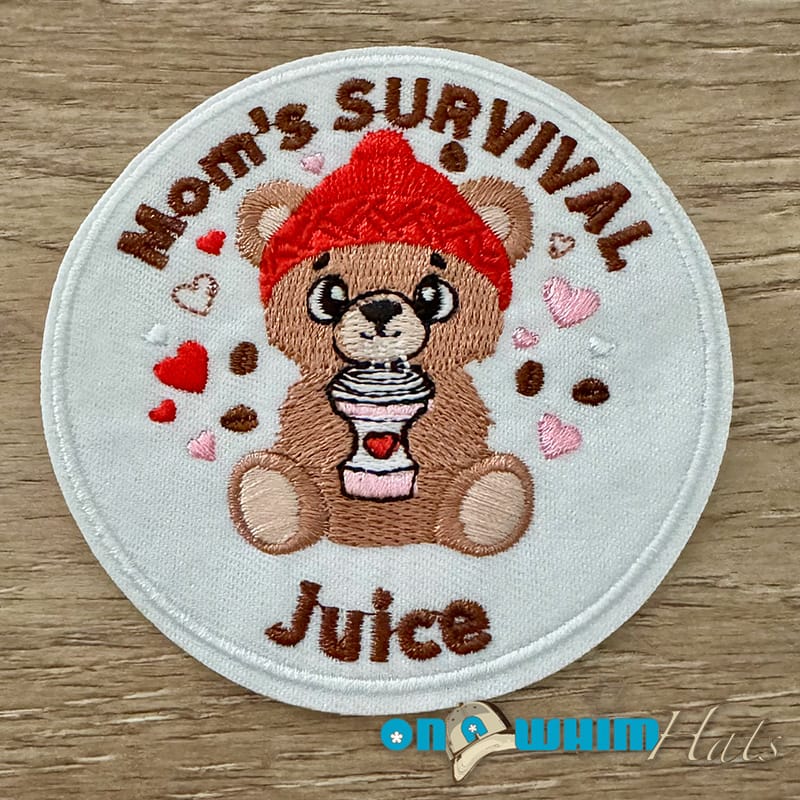 On A Whim Hats Mom's Survival Juice Iron-On Patch