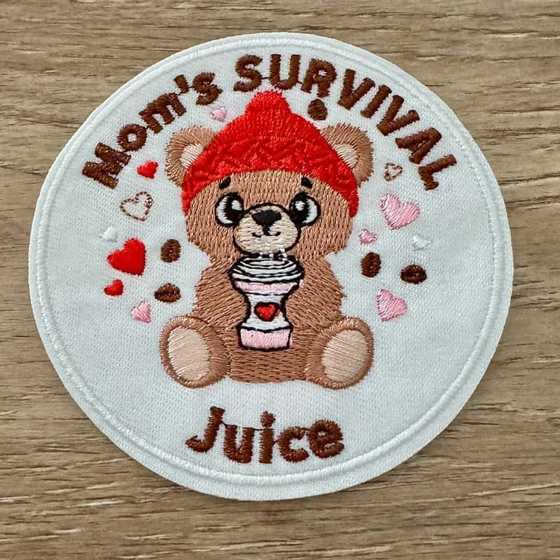 On A Whim Hats Mom's Survival Juice Iron-On Patch