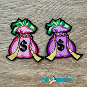 On A Whim Hats Money Bags Embroidered Iron-On Patch