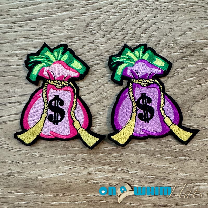 On A Whim Hats Money Bags Embroidered Iron-On Patch