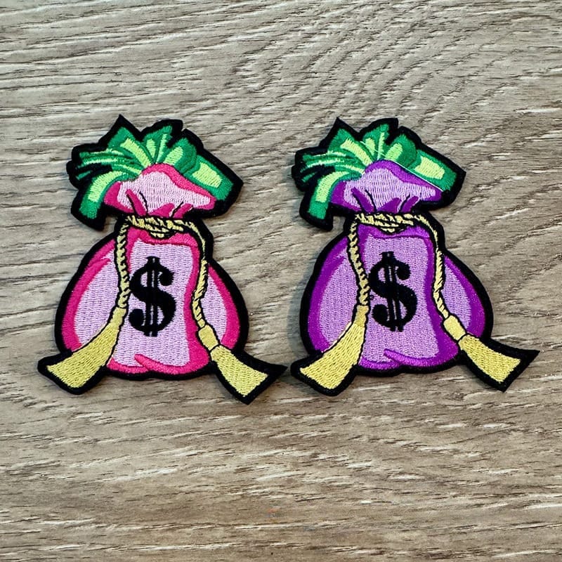 On A Whim Hats Money Bags Embroidered Iron-On Patch