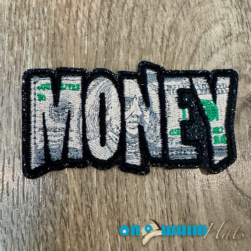 On A Whim Hats Money Embroidered Iron-On Patch