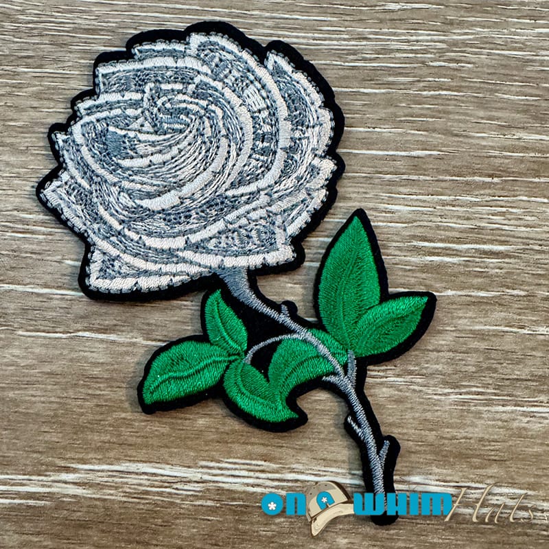 On A Whim Hats Money Rose Iron-On Patch