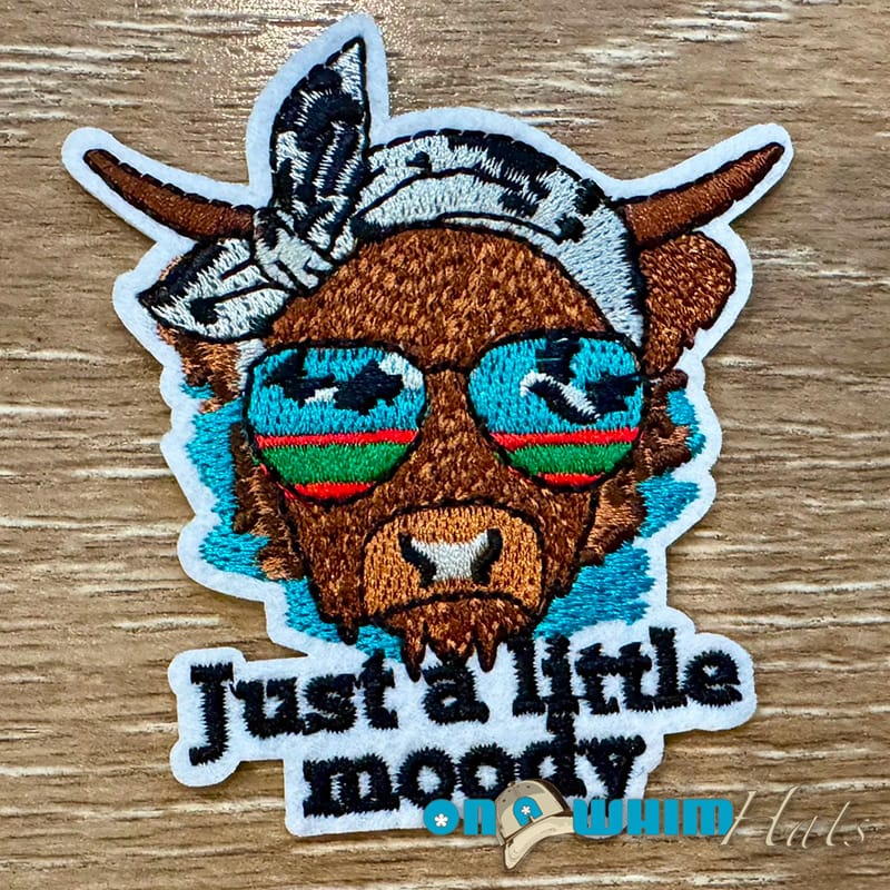On A Whim Hats Moody Embroidered Iron-On Patch
