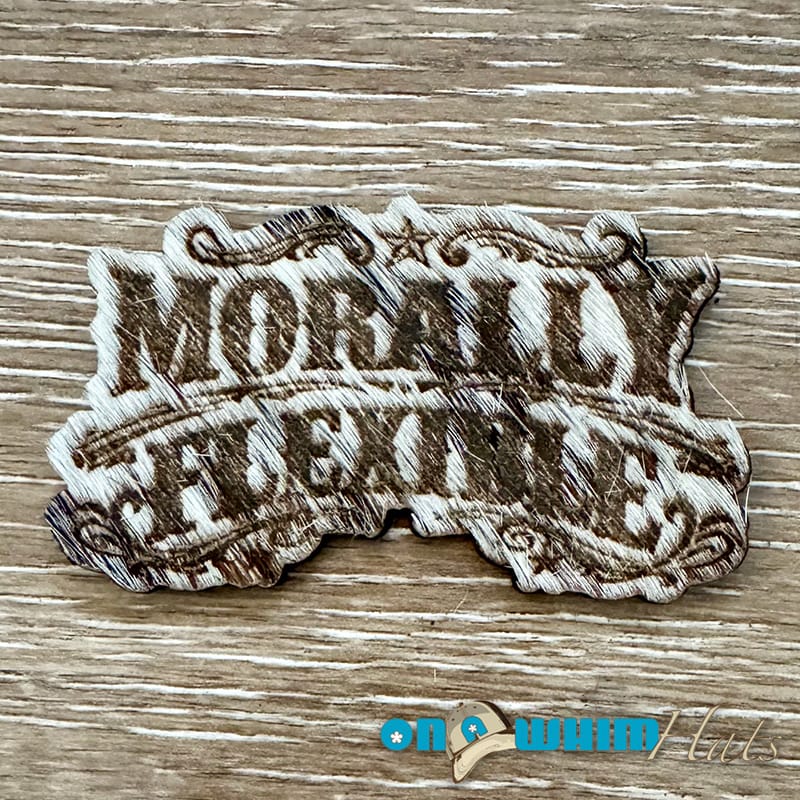 On A Whim Hats Morally Flexible Genuine Cowhide Iron-On Patch