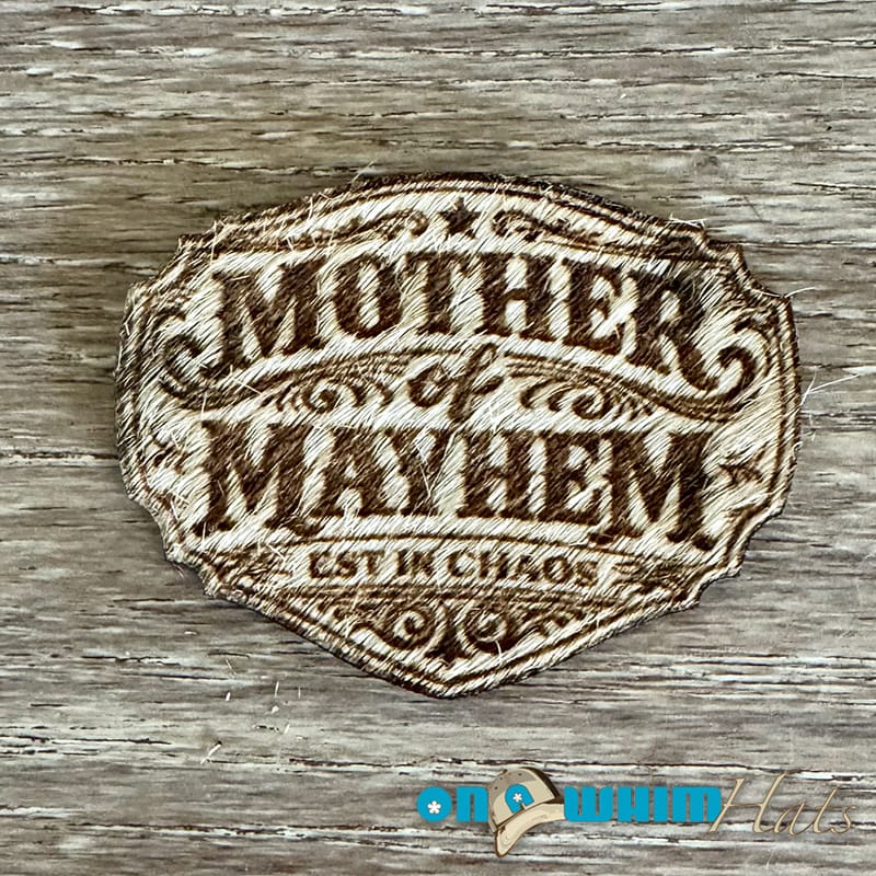 On A Whim Hats Mother of Mayhem Genuine Cowhide Iron-On Patch