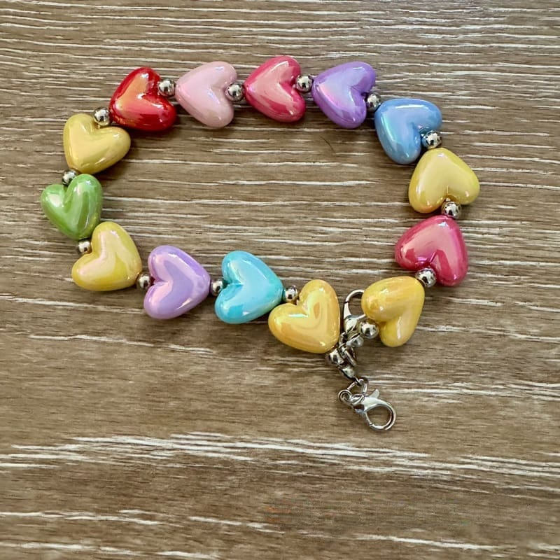 On A Whim Hats Multi-Color Heart Hat Chain