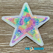 On A Whim Hats Multi-Color Star Sequin Iron-On Patch