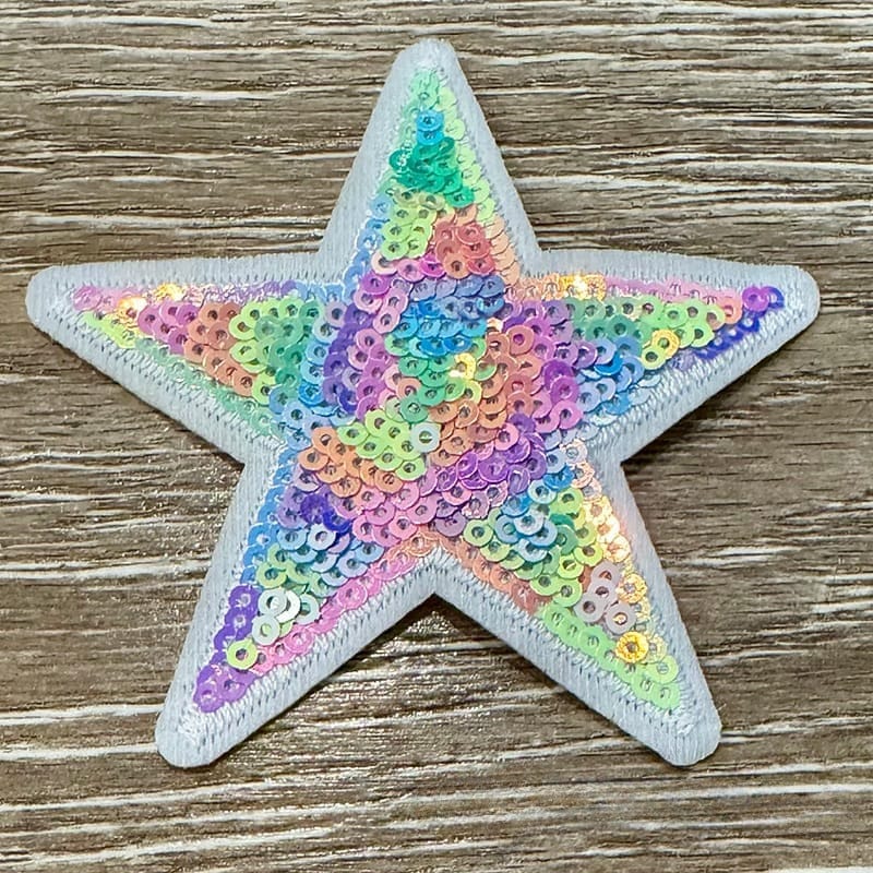 On A Whim Hats Multi-Color Star Sequin Iron-On Patch