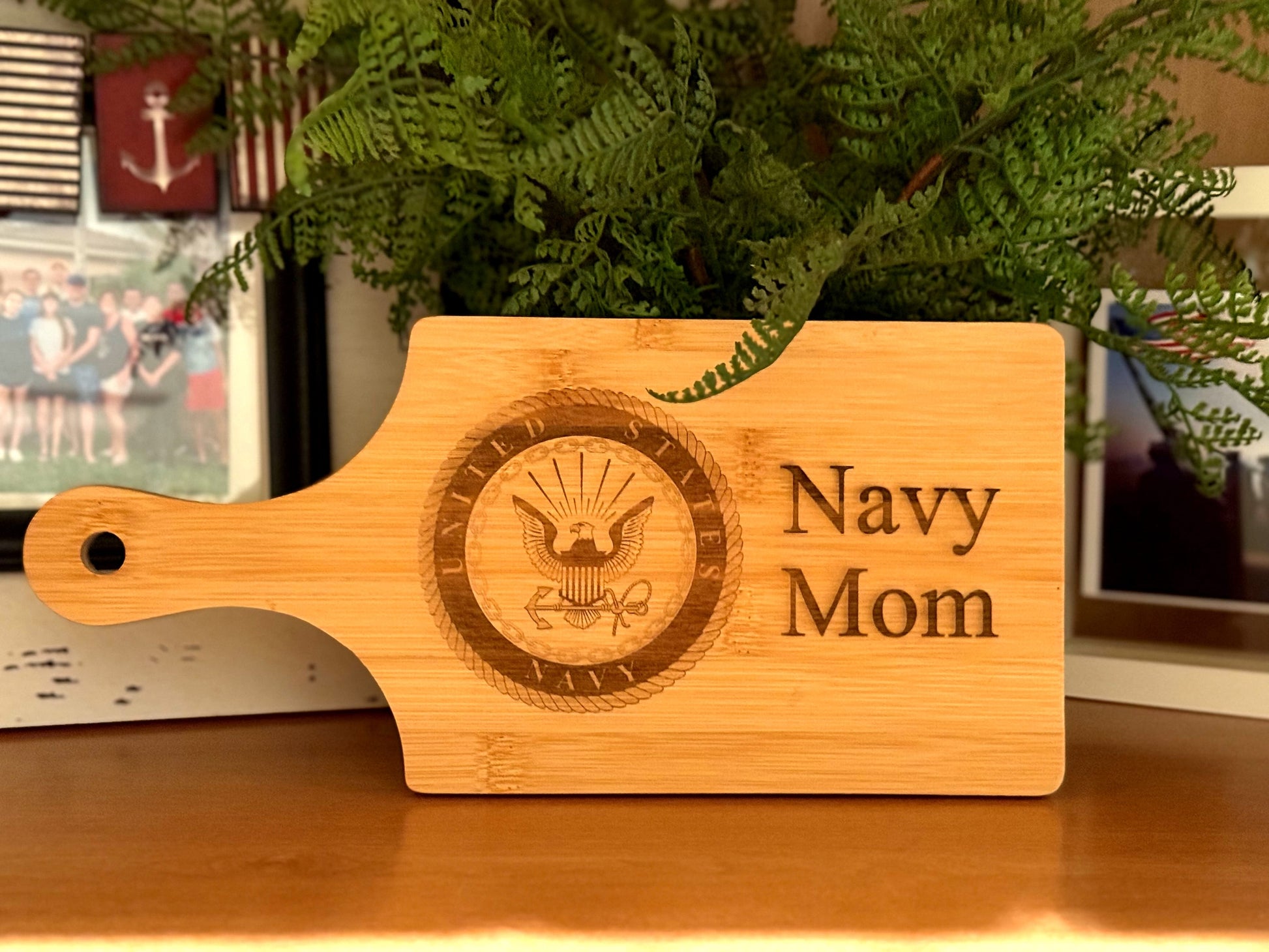On A Whim Hats Navy Custom Laser Engraved Cutting Boards