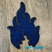 On A Whim Hats Navy Glitter Flame Iron-On Patch