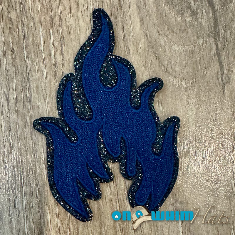 On A Whim Hats Navy Glitter Flame Iron-On Patch