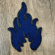 On A Whim Hats Navy Glitter Flame Iron-On Patch