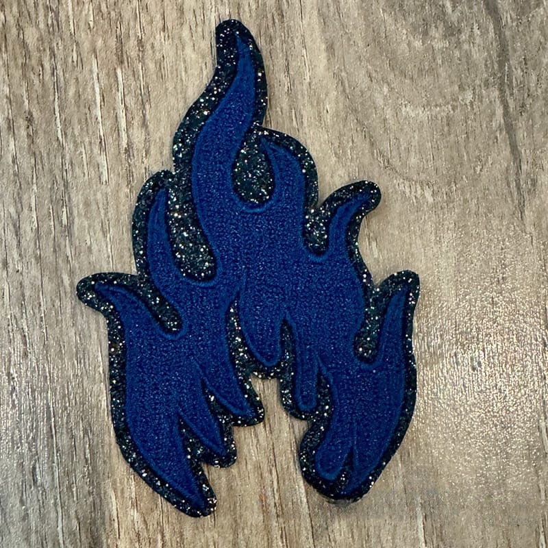 On A Whim Hats Navy Glitter Flame Iron-On Patch
