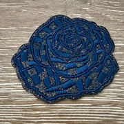 On A Whim Hats Navy Rose Glitter Embroidered Patch