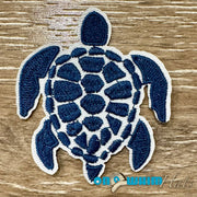 On A Whim Hats Navy Turtle Sequin Iron-On Patch
