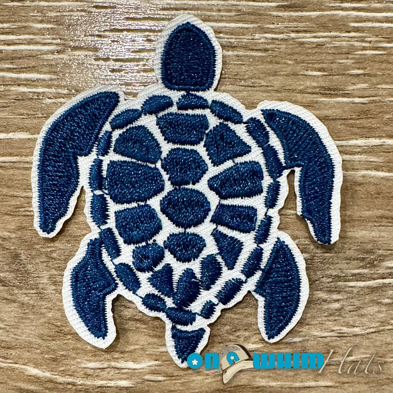 On A Whim Hats Navy Turtle Sequin Iron-On Patch