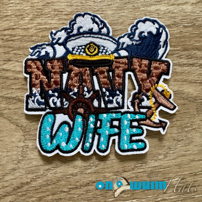 On A Whim Hats Navy Wife Iron-On Patch