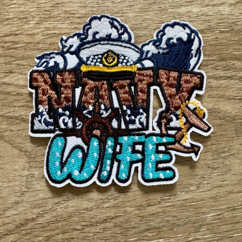 On A Whim Hats Navy Wife Iron-On Patch