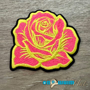 On A Whim Hats Neon Rose Iron-On Patch