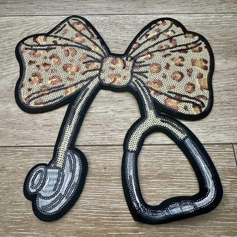 On A Whim Hats Nurse  Leopard Sequin Iron-On Patch (t-shirt size)