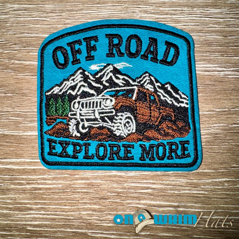 On A Whim Hats Off Road Leather Iron-On Patch