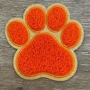 On A Whim Hats Orange Chenille Paw Iron-On Patch