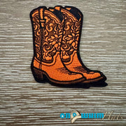 On A Whim Hats Orange Cowboy Kicks Iron-On Patch