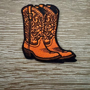On A Whim Hats Orange Cowboy Kicks Iron-On Patch