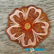 On A Whim Hats Orange Flower Glitter Embroidered Patch