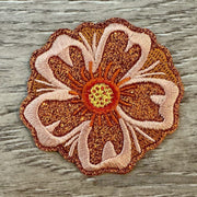 On A Whim Hats Orange Flower Glitter Embroidered Patch