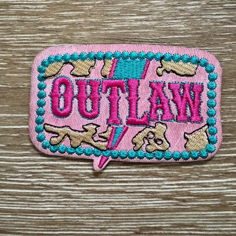 On A Whim Hats Outlaw Pink Leather Iron-On Patch