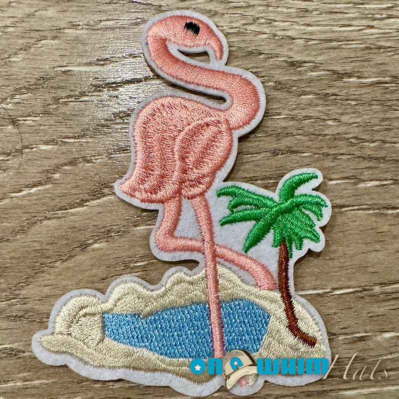 On A Whim Hats Palm Tree Flamingo Iron-On Patch