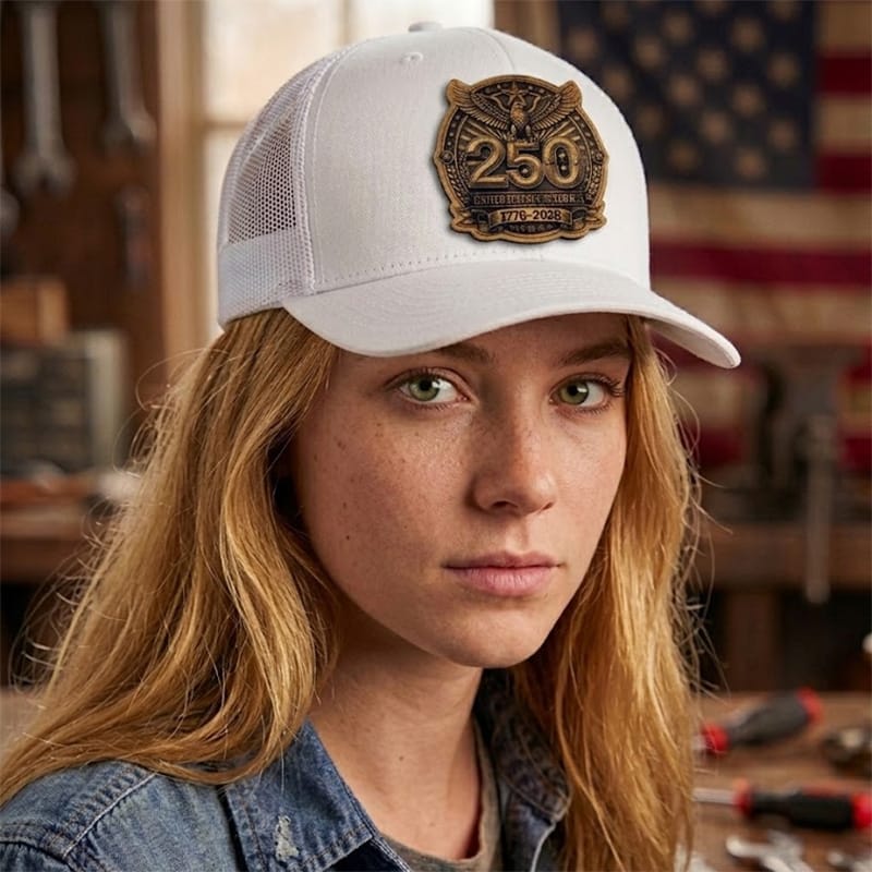 On A Whim Hats America 250 Leatherette Iron-On Patch